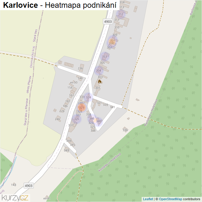 Mapa Karlovice - Firmy v části obce.