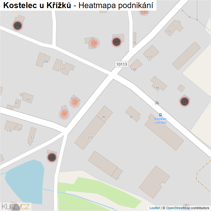 Mapa Kostelec u Křížků - Firmy v obci.