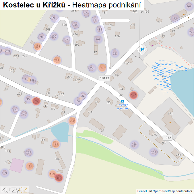 Mapa Kostelec u Křížků - Firmy v části obce.