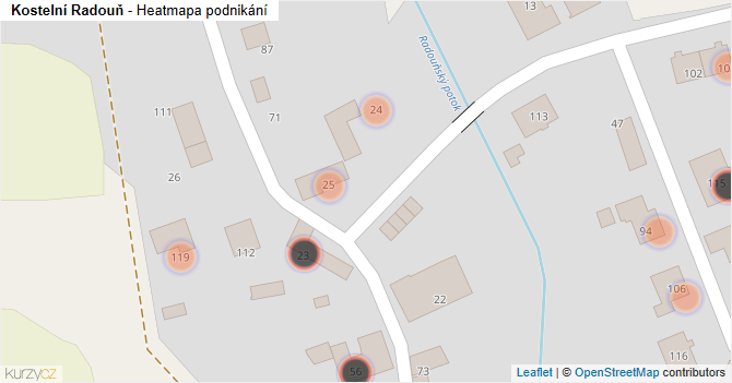 Kostelní Radouň - mapa podnikání