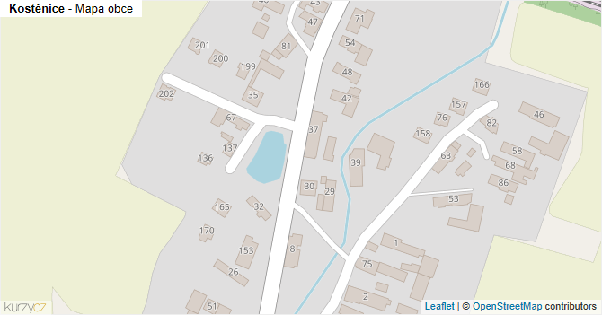 Kostěnice - mapa obce