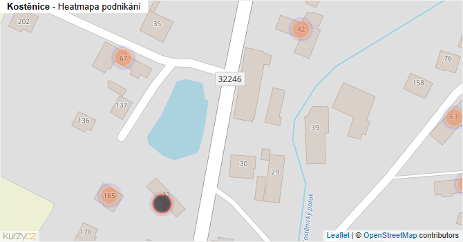 Kostěnice - mapa podnikání