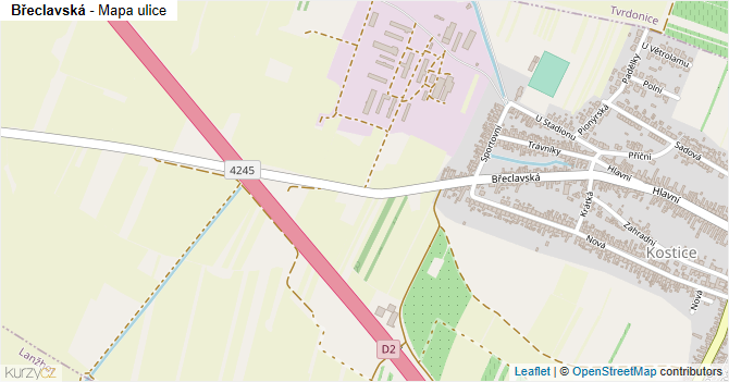 Břeclavská - mapa ulice
