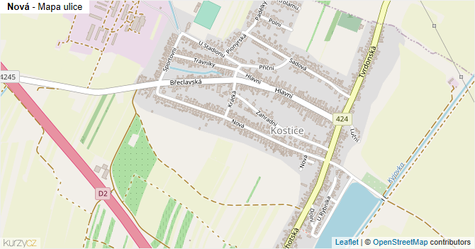Nová - mapa ulice