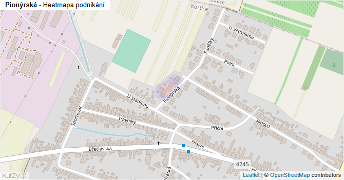 Pionýrská - mapa podnikání