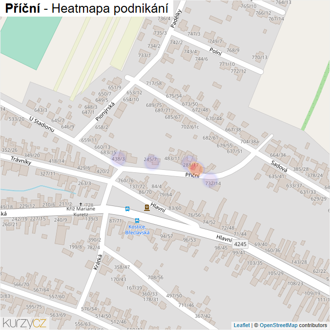 Mapa Příční - Firmy v ulici.