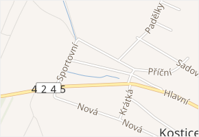 Trávníky v obci Kostice - mapa ulice