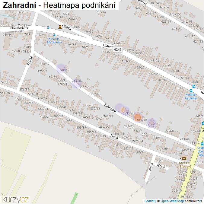 Mapa Zahradní - Firmy v ulici.