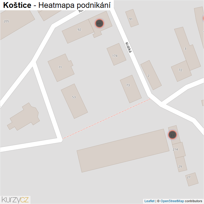 Mapa Koštice - Firmy v obci.