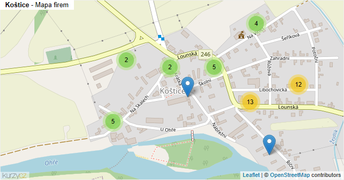Koštice - mapa firem