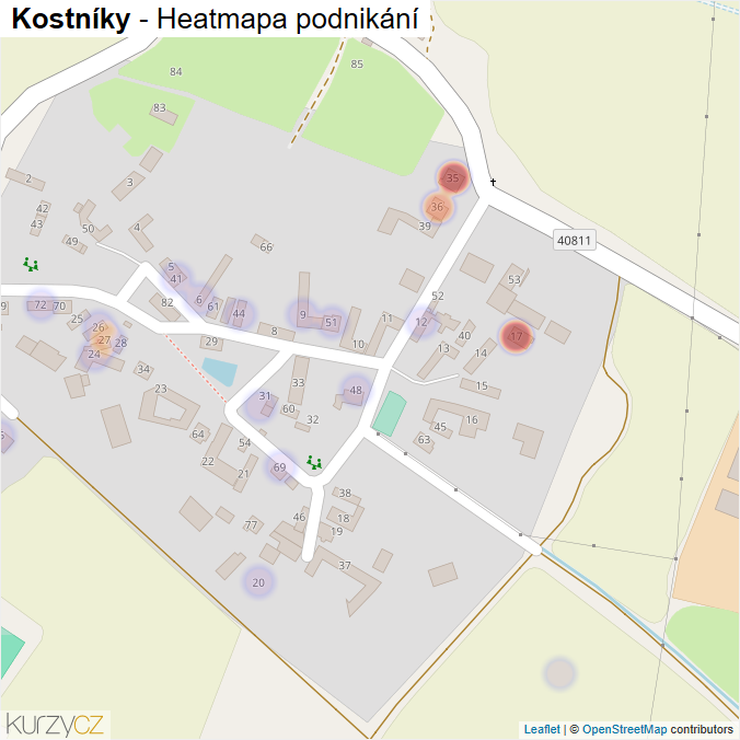 Mapa Kostníky - Firmy v části obce.