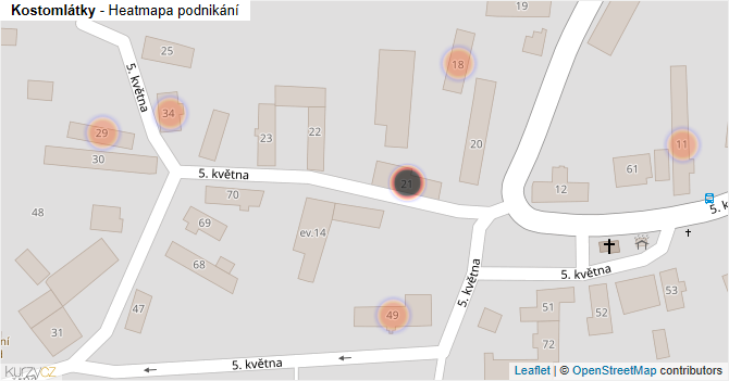 Kostomlátky - mapa podnikání