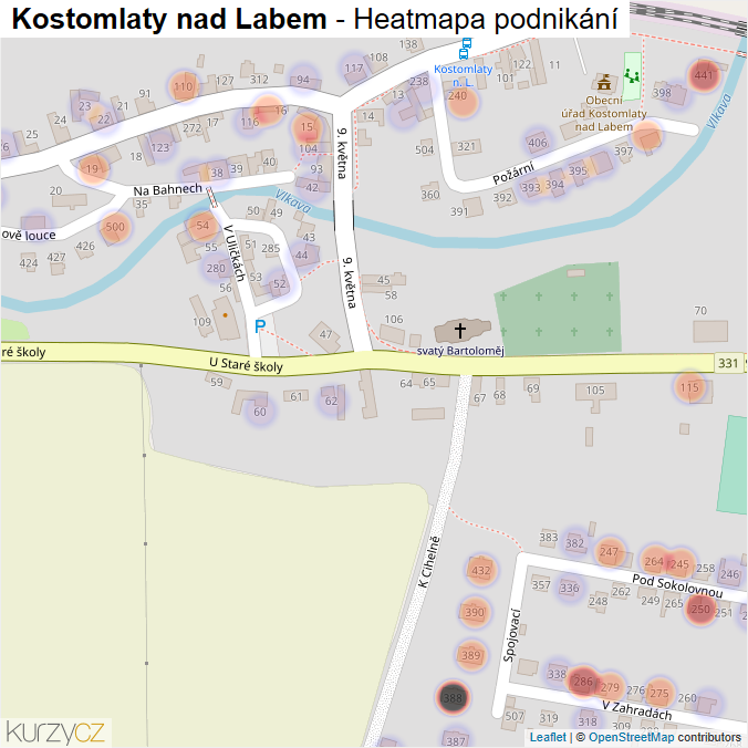 Mapa Kostomlaty nad Labem - Firmy v obci.