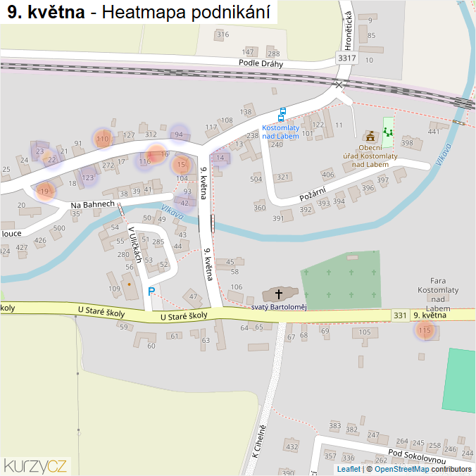 Mapa 9. května - Firmy v ulici.