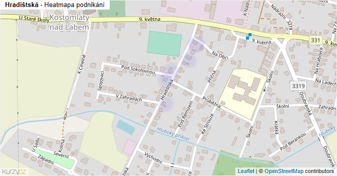Hradištská - mapa podnikání