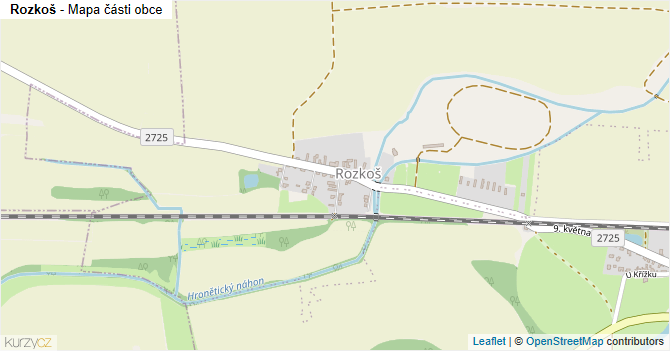 Rozkoš - mapa části obce