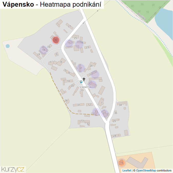 Mapa Vápensko - Firmy v části obce.