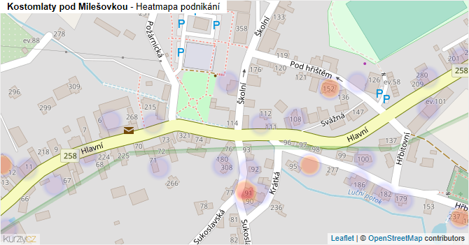 Kostomlaty pod Milešovkou - mapa podnikání