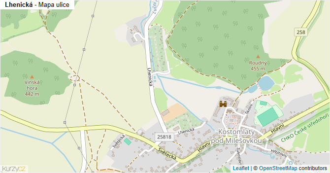 Lhenická - mapa ulice