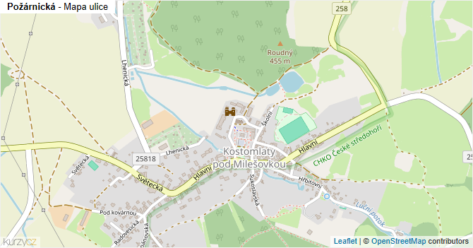Požárnická - mapa ulice