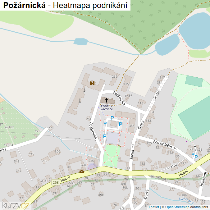 Mapa Požárnická - Firmy v ulici.