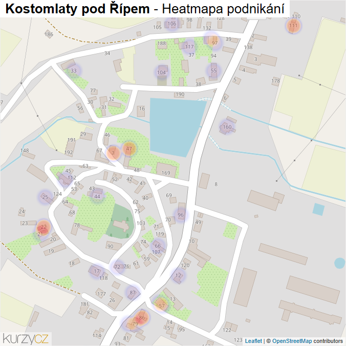 Mapa Kostomlaty pod Řípem - Firmy v části obce.