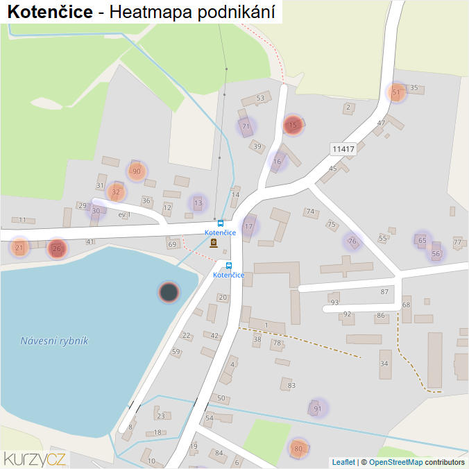 Mapa Kotenčice - Firmy v části obce.