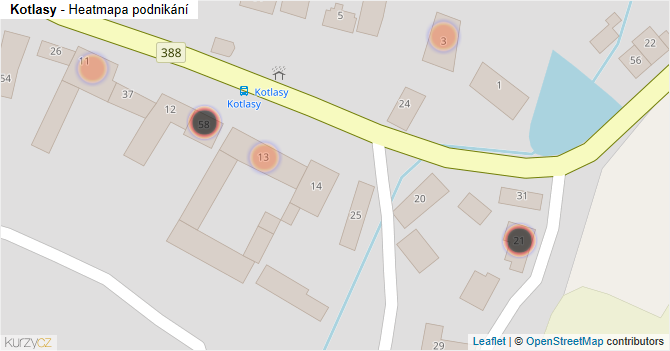 Kotlasy - mapa podnikání