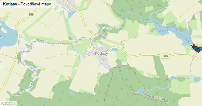 Kotlasy - záplavové mapy stoleté vody