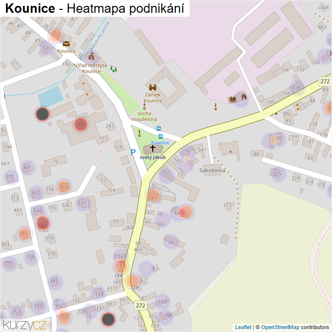 Mapa Kounice - Firmy v obci.