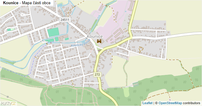 Kounice - mapa části obce