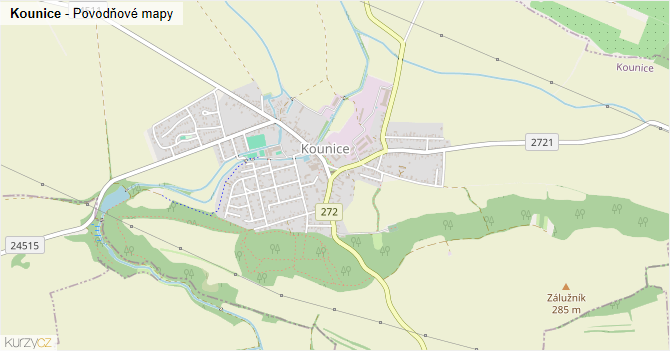 Kounice - záplavové mapy stoleté vody