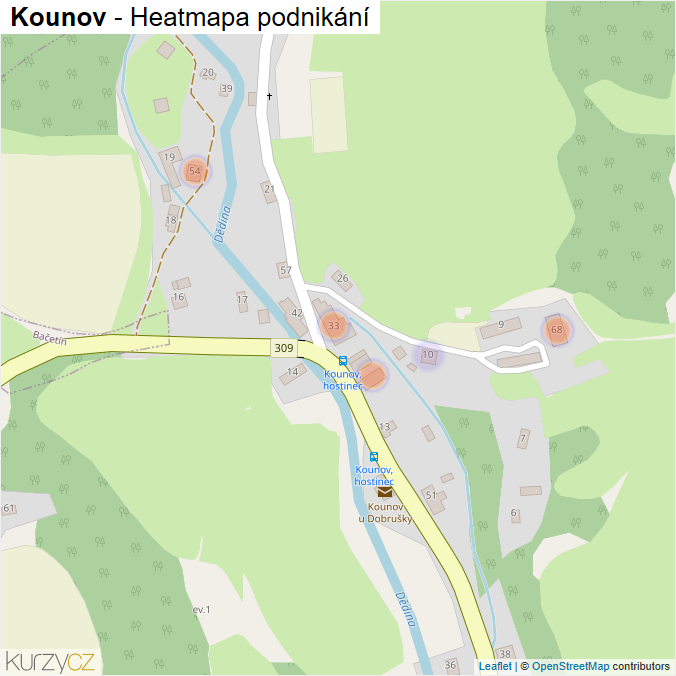 Mapa Kounov - Firmy v části obce.