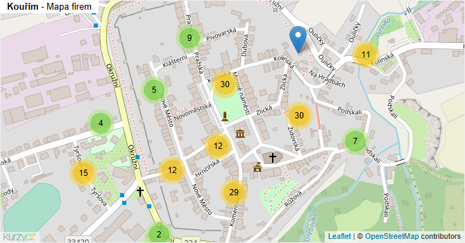 Kouřim - mapa firem