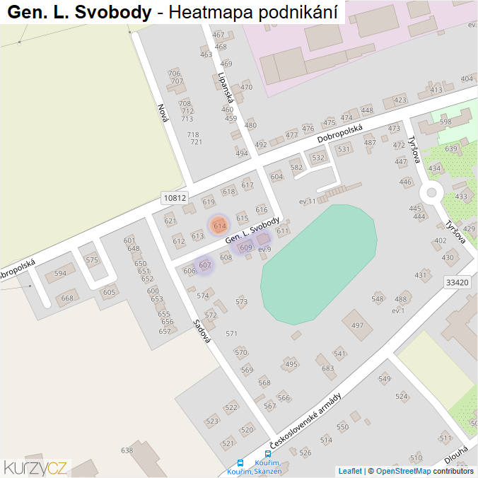 Mapa Gen. L. Svobody - Firmy v ulici.