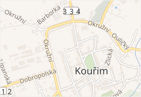 Klášterní v obci Kouřim - mapa ulice