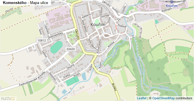 Komenského - mapa ulice