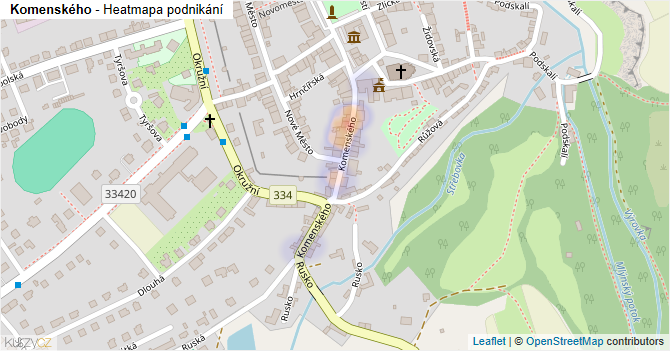 Komenského - mapa podnikání