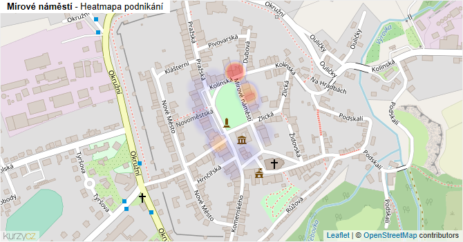 Mírové náměstí - mapa podnikání
