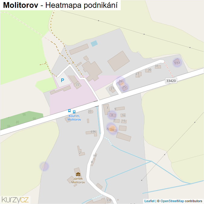 Mapa Molitorov - Firmy v části obce.
