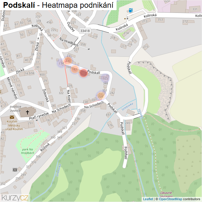 Mapa Podskalí - Firmy v ulici.