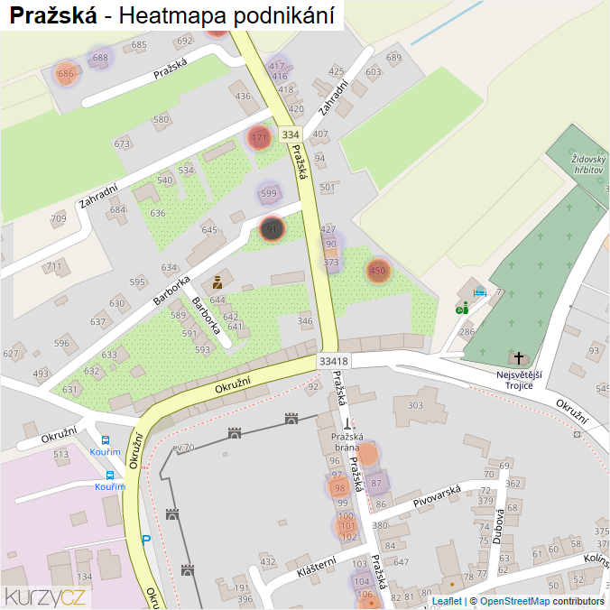 Mapa Pražská - Firmy v ulici.