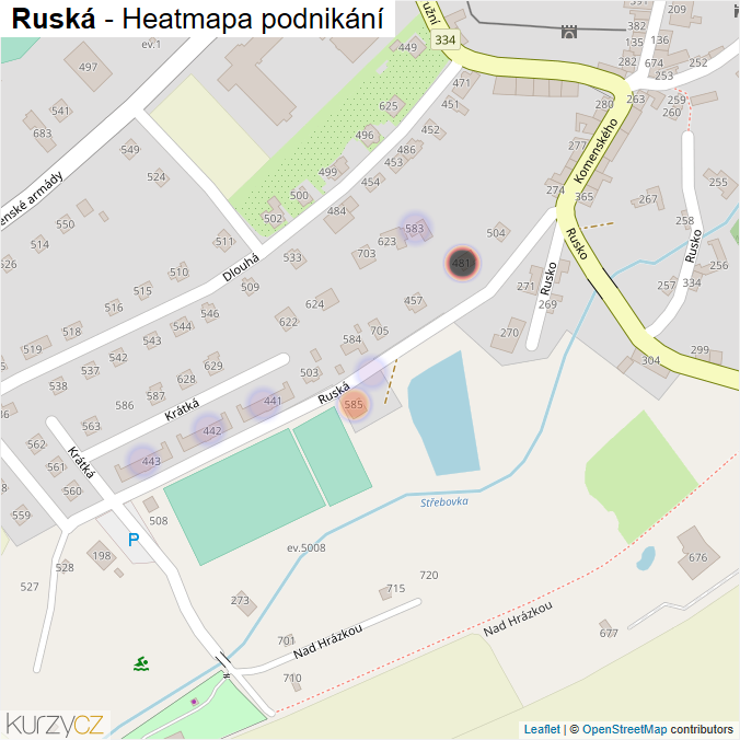 Mapa Ruská - Firmy v ulici.