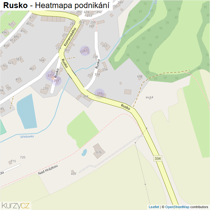 Mapa Rusko - Firmy v ulici.