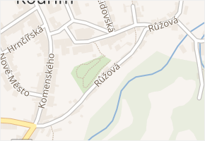 Růžová v obci Kouřim - mapa ulice