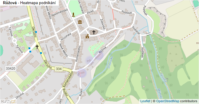 Růžová - mapa podnikání
