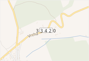Vrcha v obci Kouřim - mapa ulice