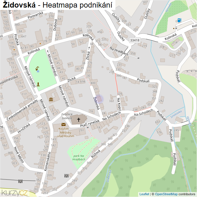 Mapa Židovská - Firmy v ulici.