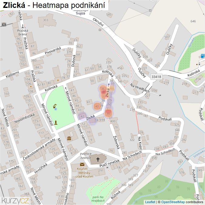 Mapa Zlická - Firmy v ulici.