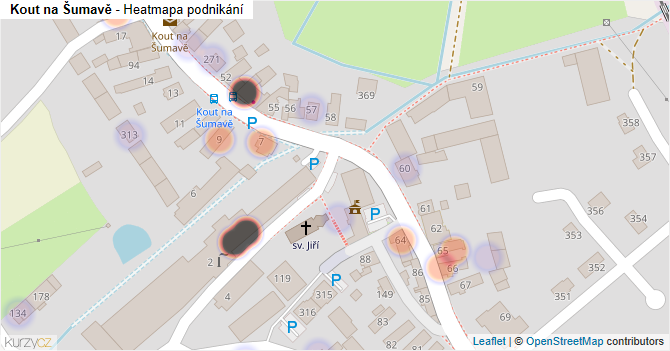 Kout na Šumavě - mapa podnikání